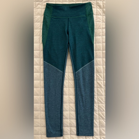 Outdoor Voices Green and Blue Leggings with Color-Block Design - Picture 1 of 3